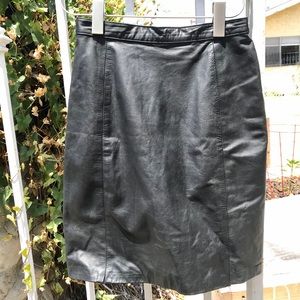 Vintage black leather skirt, lined